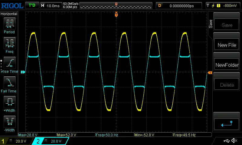 شکل موج خروجی دیاک با ولتاژ ورودی متناوب
