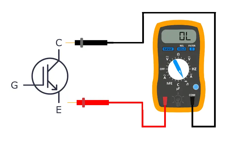 تست اتصال کوتاه بین کلکتور و امیتر